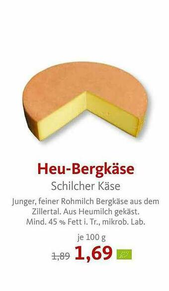 VollCorner Biomarkt Heu-bergkäse Angebot