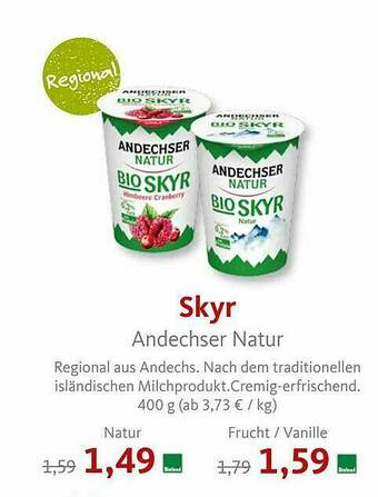 VollCorner Biomarkt Skyr Andechser Natur Angebot