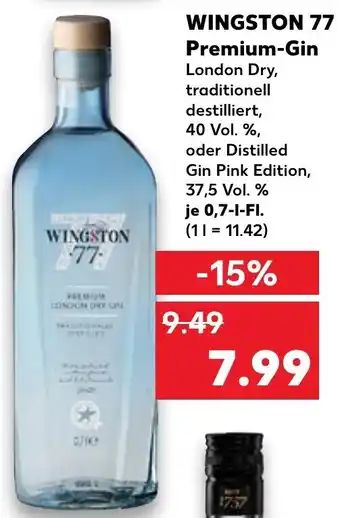 Kaufland Wingston 77 Premium Gin 0,7 L-Fl. Angebot