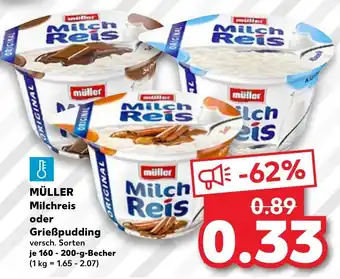 Kaufland Müller Milchreis oder Grießpudding 160-200 g Becher Angebot