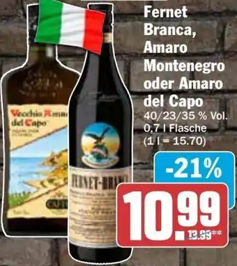 HIT Ullrich Fernet Branca, Amaro Montenegro oder Amaro del Capo 0,7 L Flasche Angebot