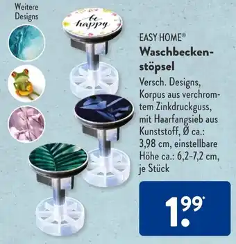 Aldi Süd Easy Home Waschbeckenstöpsel Angebot