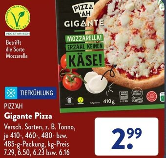 Aldi Süd Pizz'ah Gigante Pizza Angebot