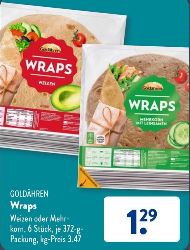 Goldähren Wraps 372 g Packung Angebot bei Aldi Süd