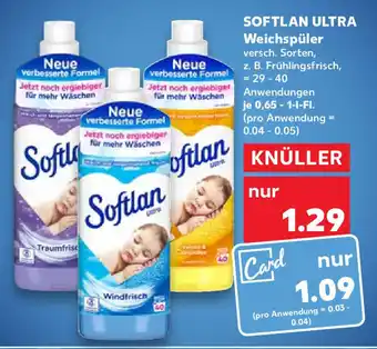 Kaufland Softlan Ultra Weichspüler 0,65-1 L Fl. Angebot