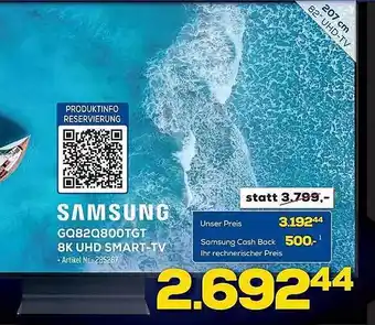 Euronics Berlet Samsung GQ82Q800TGT 8K UHD Smart-TV Angebot