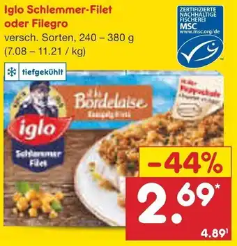 Netto Marken-Discount Iglo Schlemmerfilet oder Filegro 240-380 g Angebot