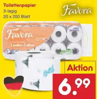 Netto Marken-Discount Favora Toilettenpapier 3-lagig, 20x200 Blatt Angebot