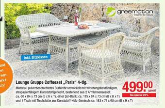 V Baumarkt Greemotion Lounge Gruppe Coffeeset „paris” Angebot