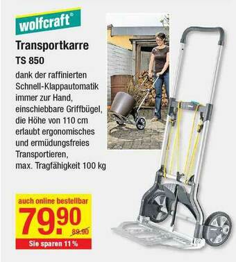 V Baumarkt Wolfcraft Transportkarre Ts 850 Angebot