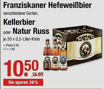 V Markt Franziskaner Hefeweißbier, Kellerbier Oder Natur Russ Angebot