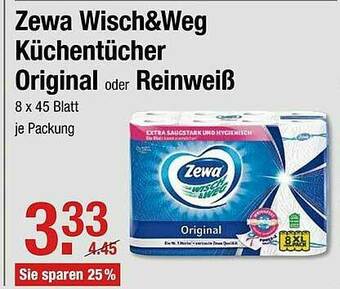 V Markt Zewa Wisch & Weg Küchentücher Original Oder Reinweiß Angebot