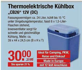 V Markt Thermoelektrische Kühlbox Cb26 Angebot