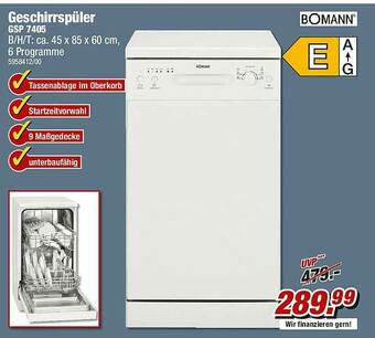 Poco Bomann Geschirrspüler Gsp 7405 Angebot