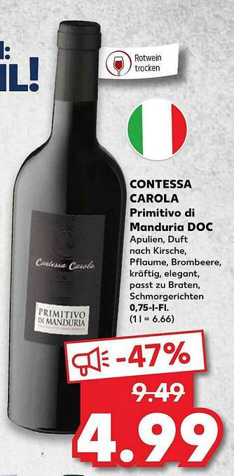 Kaufland Contessa Carola Primitivo Di Manduria DOC Angebot