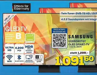 Euronics Berlet Samsung GQ55Q90TGT QLED-Smart-Tv Angebot