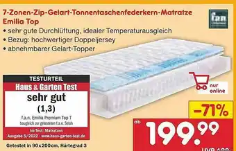 Netto Marken-Discount 7-zonen-zip-gelart-tonnentaschenfederkern-matratze emilia top Angebot