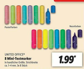 Lidl United Office 8 Mini-textmarker Angebot