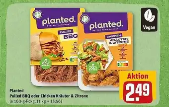 REWE Planted pulled bbq oder chicken kräuter & zitrone Angebot