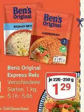 Globus Ben's original express reis Angebot