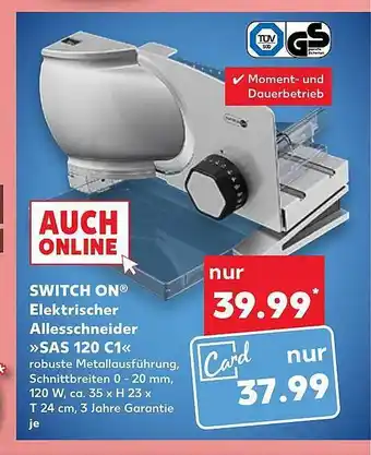 Kaufland Switch on elektrischer allesschneider „sas 120 c1“ Angebot