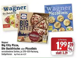 Wasgau Wagner big city pizza, die backfrische oder piccolinis Angebot