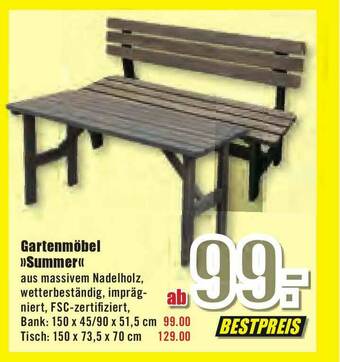 B1 Discount Baumarkt Gartenmöbel „summer” Angebot