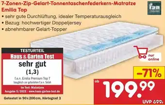 Netto Marken-Discount Fan 7 Zonen Zip Gelart Tonnentaschenfederkern Matratze Emilia Top Angebot