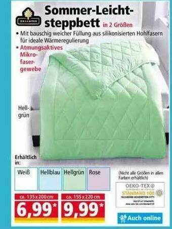 Norma Sommer-leichtsteppbett Angebot