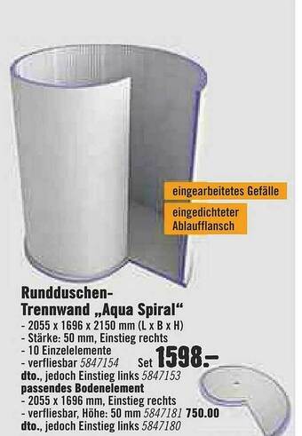 Hornbach Rundduschen Trennwand „aqua Spiral” Angebot