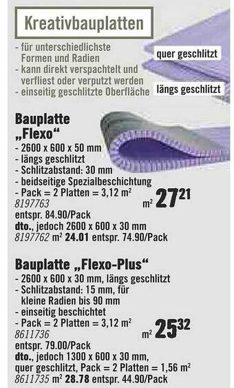 Hornbach Bauplatte „flexo Oder Flexo-plus” Angebot