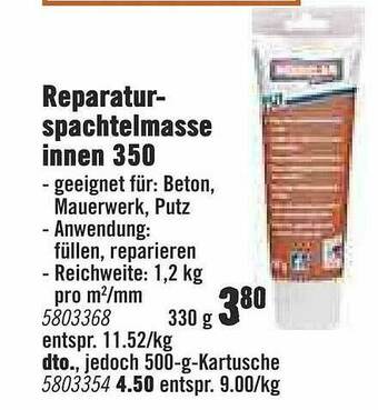 Hornbach Reparaturspachtelmasse Innen 350 Angebot