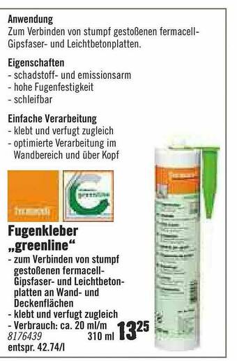 Hornbach Fugenkleber „greenline” Angebot