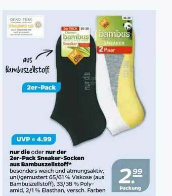 NETTO Nur Die Oder Nur Der 2er-pack Sneaker-socken Aus Bambuszellstoff Angebot