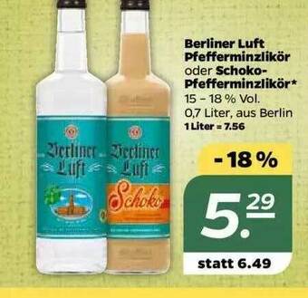 NETTO Berliner Luft Pfefferminzlikör Oder Schoko-pfefferminzlikör Angebot