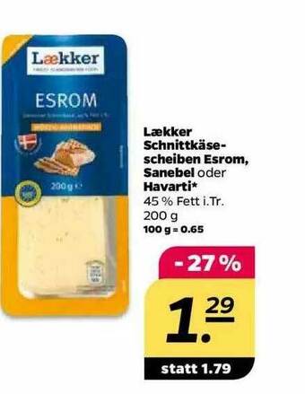 NETTO Lækker Schnittkäse Scheiben Esrom Sanebel Oder Havarti Angebot