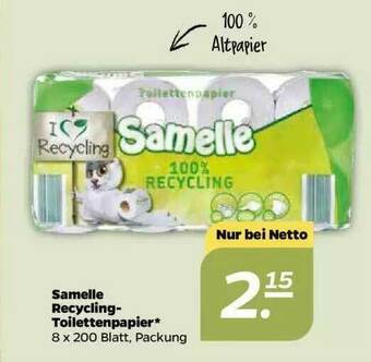 NETTO Samelle Recycling Toilettenpapier Angebot