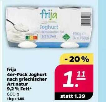 NETTO Frija Pack Joghurt Nach Griechischer Art Natur Angebot