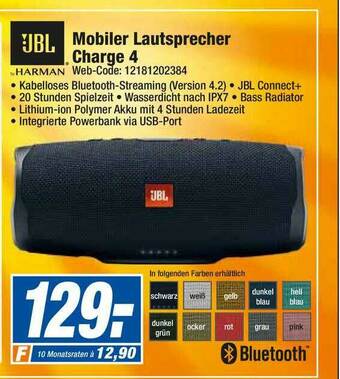 expert Octomedia Jbl Mobiler Lautsprecher Charge 4 Angebot