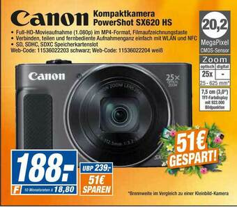 expert Octomedia Canon Kompaktkamera Powershot Sx620 Hs Angebot