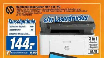 expert Techno Land Hp Multifunktionsdrucker Mfp 135 Wg Angebot