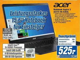 expert Techno Land Acer Notebook Aspire 3 A315-56-53ex Angebot