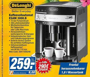 HEM Expert Delonghi Kaffeevollautomat Esam 3000.b Angebot