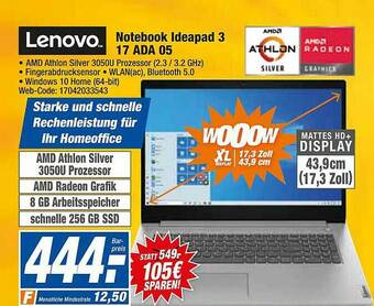 HEM Expert Lenovo Notebook Ideapad 3 17ada05 Angebot