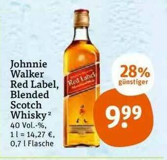 tegut Johnnie Walker Red Label, Blended Scotch Whisky Angebot