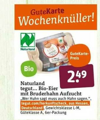 tegut Naturland Bio-eier Mit Bruderhahn Aufzucht Angebot