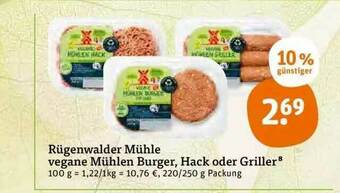 tegut Rügenwalder Mühle Vegane Mühlen Burger, Hack Oder Griller Angebot