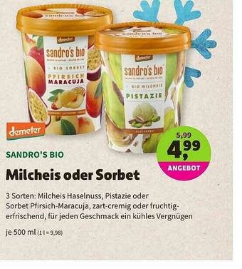 Biomarkt Demeter Sandro's Bio Milcheis Oder Sorbet Angebot