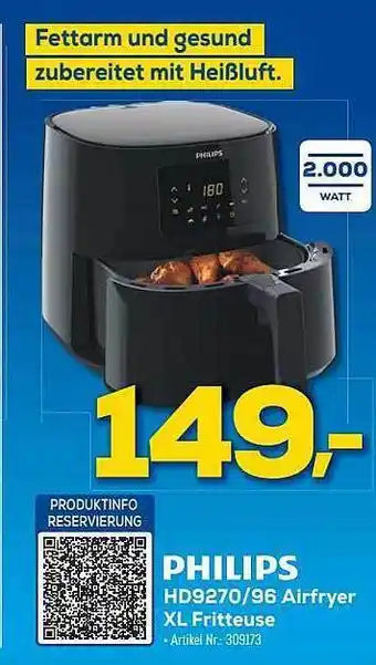 Euronics Berlet Philips hd91270-96 airfryer xl fritteuse Angebot