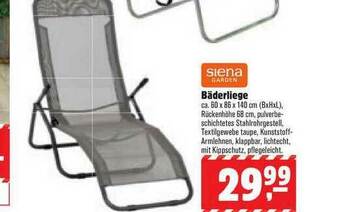 BHG Handelszentren Bäderliege Siena Garden Angebot